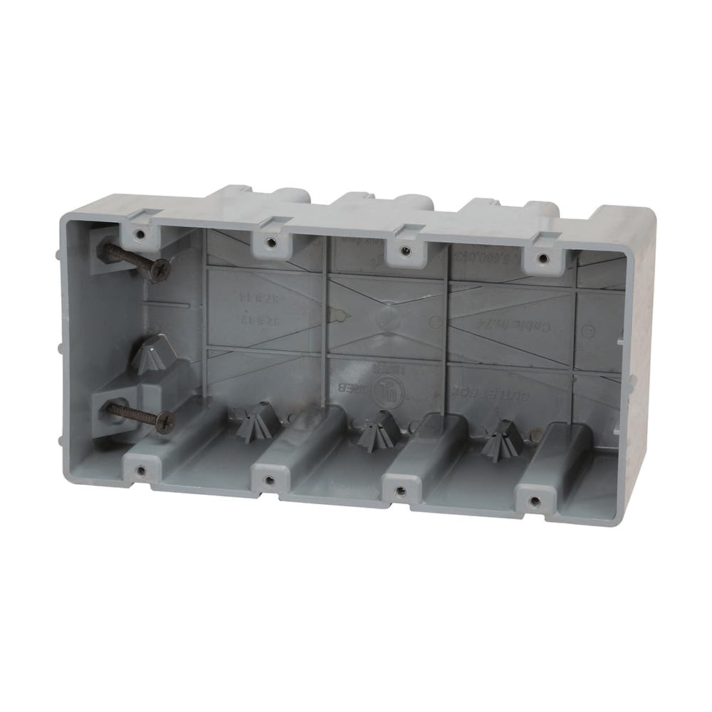 Southwire MSB4G Four Gang Device Box with Depth Adjustable; Heavy Duty 42lb ; Gray