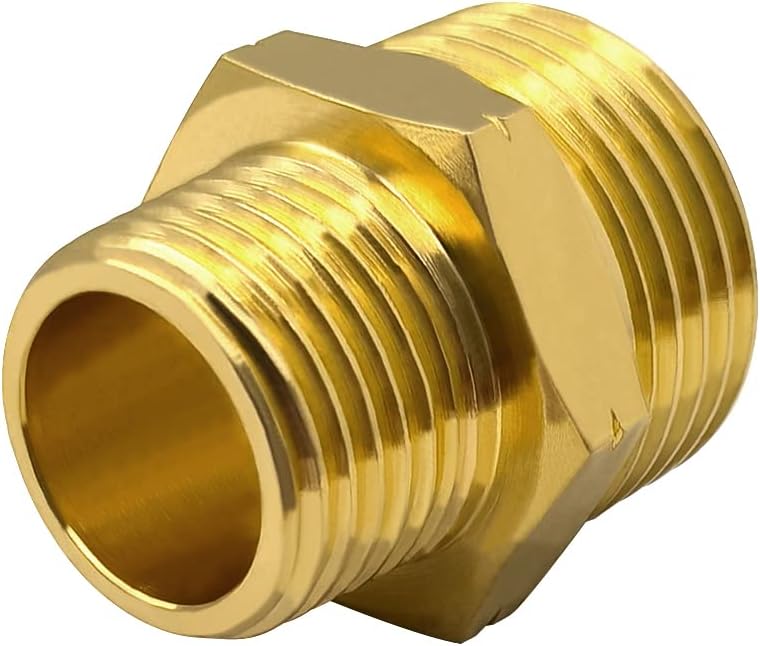 Hooshing 2PCS Garden Hose Adapter 1/2" NPT Male to 3/4" GHT Male Connector