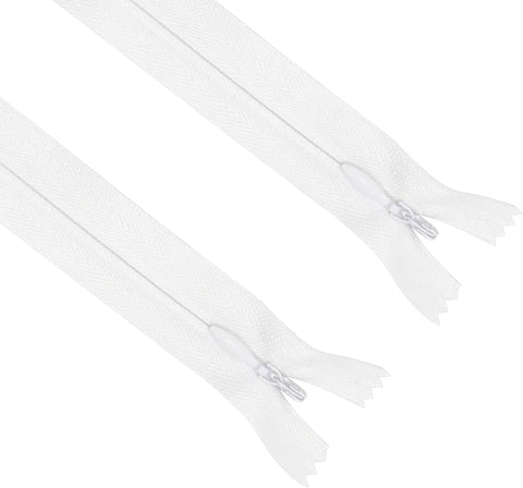 ANPURZII 2PCS #3 18 Inch White Invisible Zippers for Sewing Skirts, Nylon Coil Bulk Zippers for Pocket, Pillow(White 18" 2PCS)