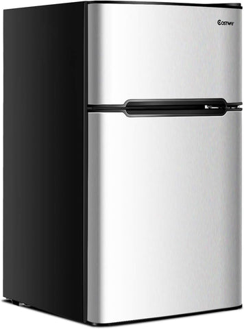COSTWAY 3.2 Cu.ft. Mini Fridge with Freezer for Bedroom, Dorm, Office