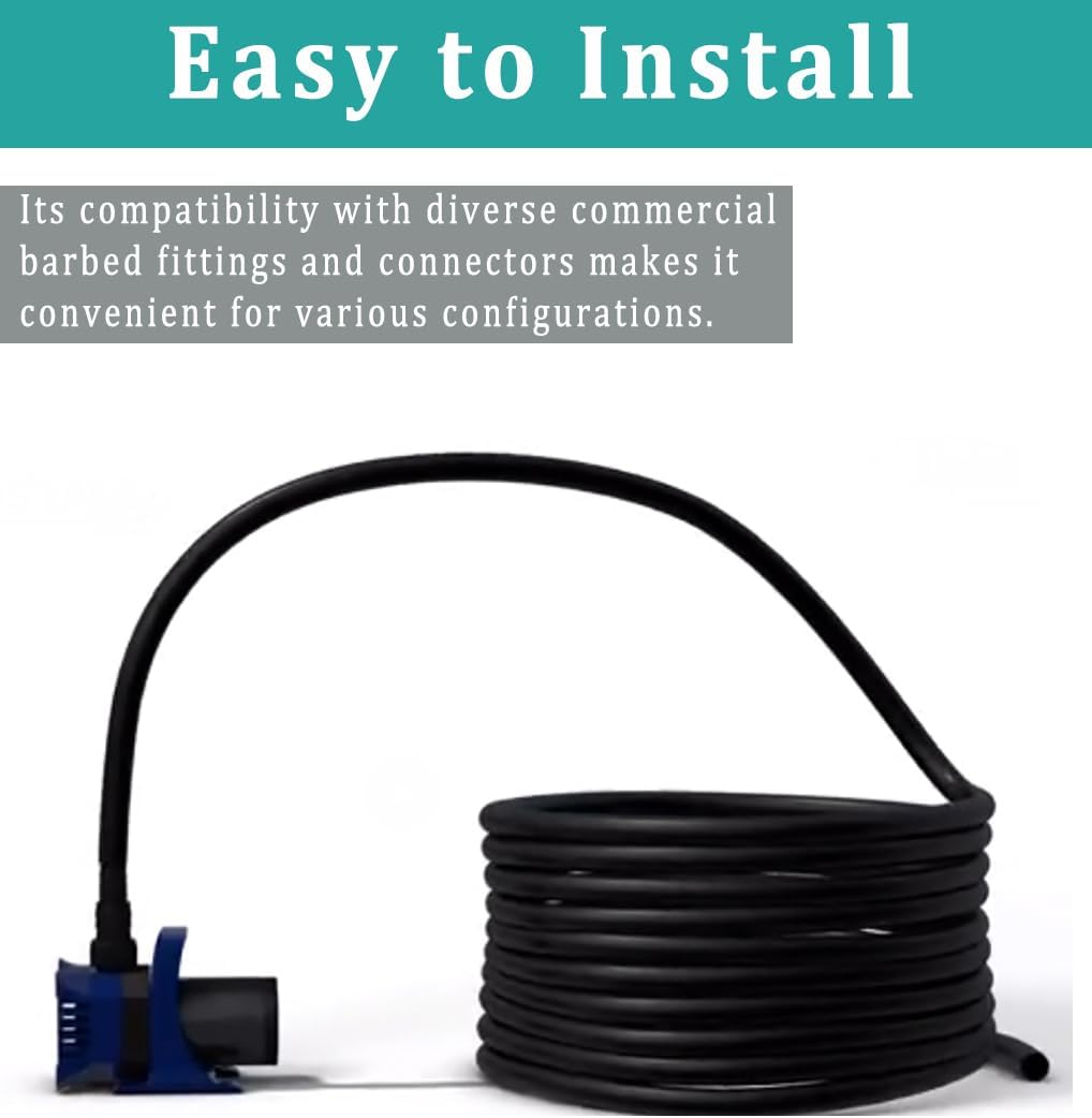3/4" id - 10ft Black Vinyl Tubing Flexible PVC Irrigation Hose & 2 Clamps