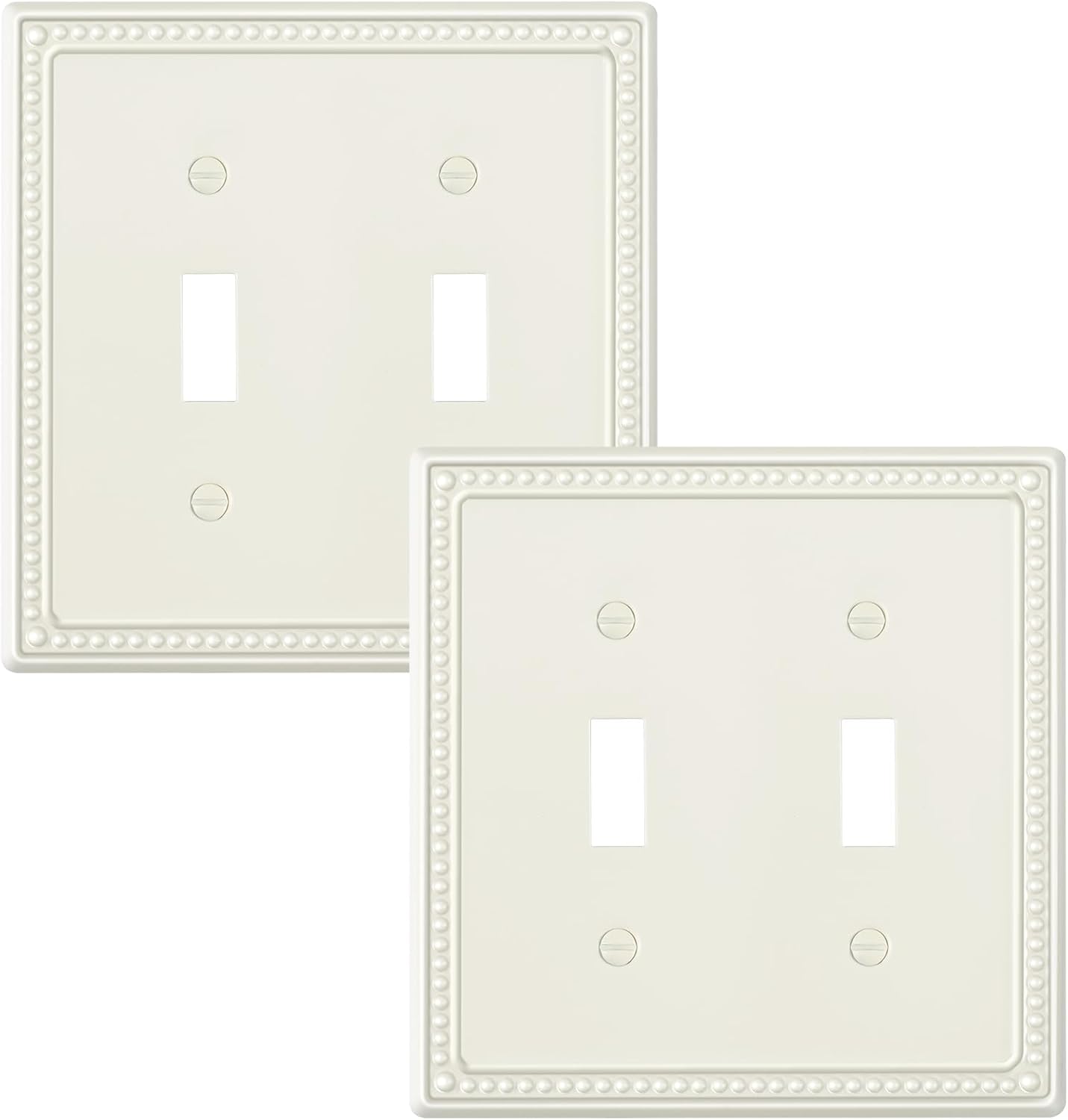 2-Pack Double Toggle Light Switch Cover Plate, Light Almond