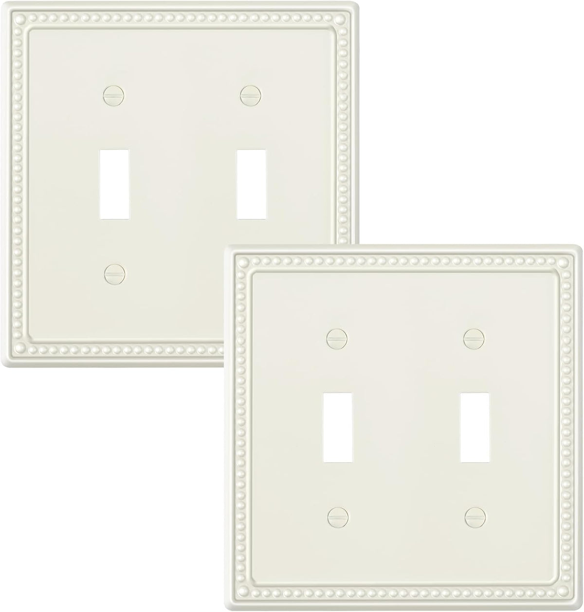 2-Pack Double Toggle Light Switch Cover Plate, Light Almond