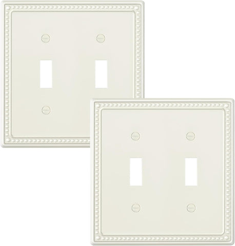 2-Pack Double Toggle Light Switch Cover Plate, Light Almond
