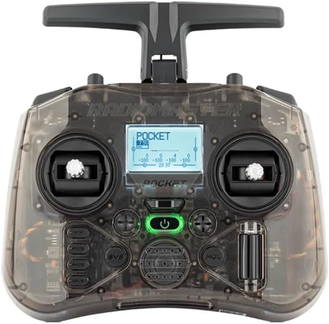 Radiomaster Pocket ELRS Hall Gimbal Transmitter Remote Control Portable Lightweight Built in LED Light Foldable Antenna（Black Mode 2）