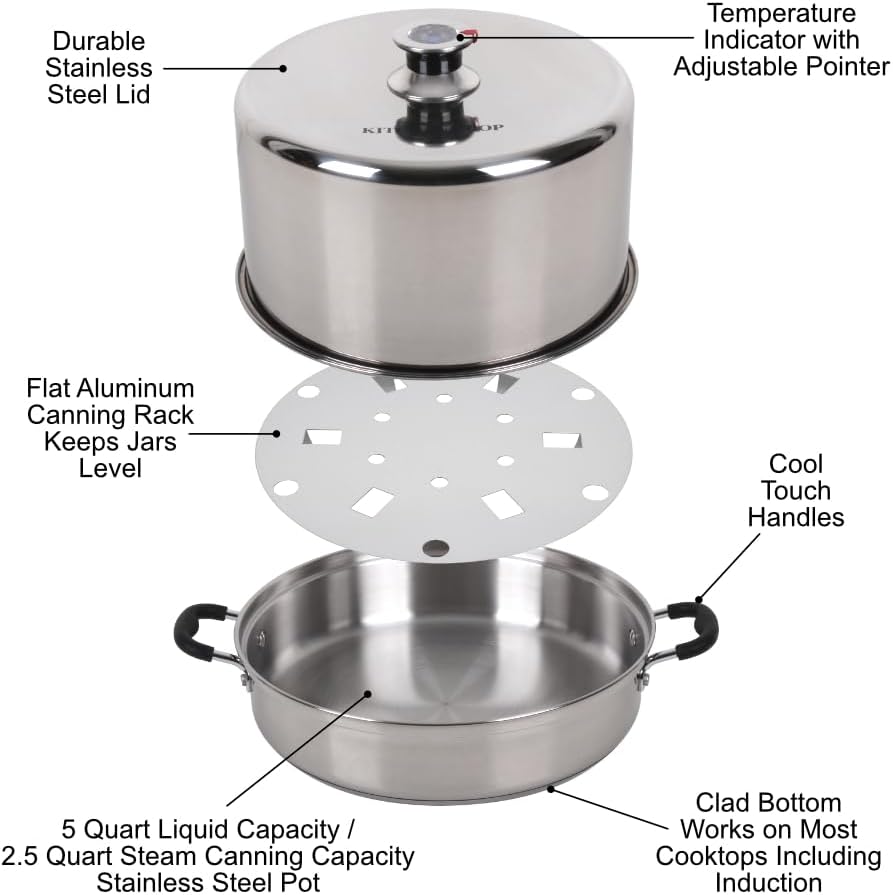 Kitchen Crop Steam Canner with Temperature Indicator (Stainless Steel Steam Canner)