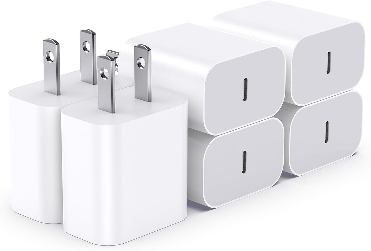 USBC Charger Block for iPhone 17 Charging Plug,MFI Certified Fast USB C Wall Cube 6Pack Power Adapter for iPhone 17/Air/16/16E Pro/Plus/Pro Max/15/14/13/12/11,for iPad Air/Mini USB-C Charge Brick Box