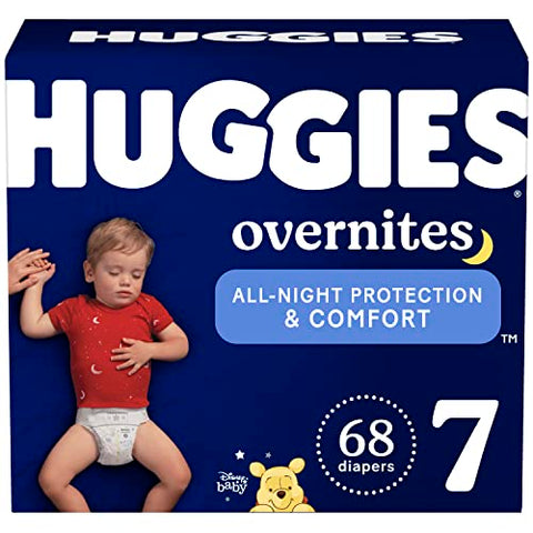 Overnight Diapers Size 7 (41+ lbs), 68 Ct, Huggies Overnites Nighttime Baby Diapers