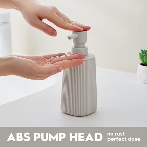 YAUKPH Small Soap Dispenser for Bathroom and Kitchen Matte Beige