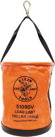 Klein Tools 5109S Canvas Bucket, Straight Wall Tool Bucket Swivel with Swivel Snap, 75-Pound Load Rated