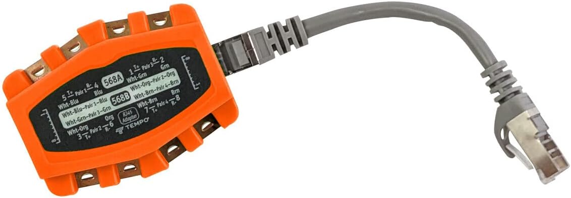 TEMPO Paladin Tools PA1902 RJ45 Modular Adapter, 8 Way | CAT4-CAT6 RJ45 LANs | Notched Copper Contacts, Snagless Plugs