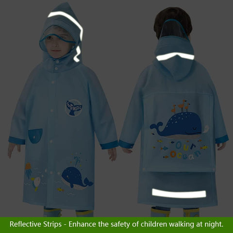 Kids Raincoat Toddler Rain Poncho Girls Boys Rain Coat Hooded Waterproof Rain Jacket Children Rain Suit 2-8 Years