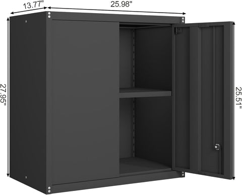 GREATMEET Locking Metal Garage Wall Cabinet with Doors and Shelf