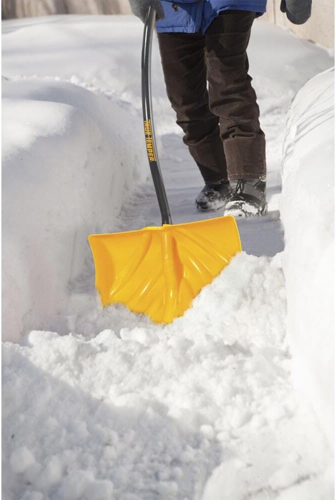 TRUE TEMPER 1603400 Poly Snow Shovel/Pusher with Ergonomic D-Grip Steel Handle, 54-Inch