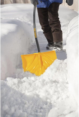 TRUE TEMPER 1603400 Poly Snow Shovel/Pusher with Ergonomic D-Grip Steel Handle, 54-Inch