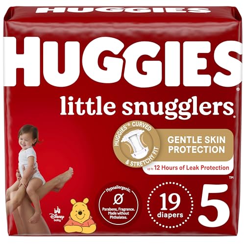 Huggies Size 5 Diapers, Little Snugglers Baby Diapers, Size 5 (27+ lbs), 19 Count