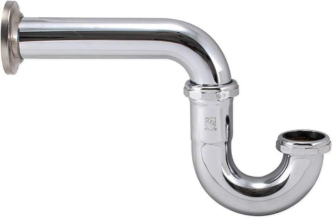 EZ-FLO 1-1/2 Inch P-Trap with Flange, 22-Gauge Brass, Slip Joint Connection, Polished Chrome, 35001