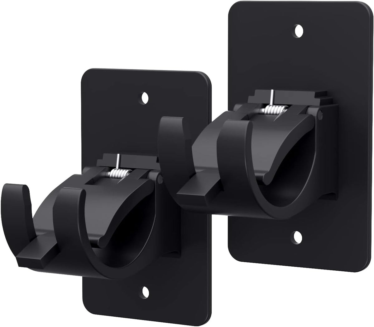 2 Pieces Self Adhesive Curtain Rod Bracket, Universal Plastic Curtain Rod Holders, No Drill Curtain Rod Brackets Curtain Rod Hooks for Bathroom, Bedroom, Livingroom, Kitchen (Black)