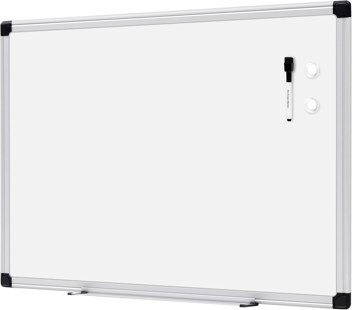 Amazon Basics Magnetic Dry Erase Whiteboard, 24" x 18", Aluminum Frame, Silver/White, Presentation Board for Writing Notes