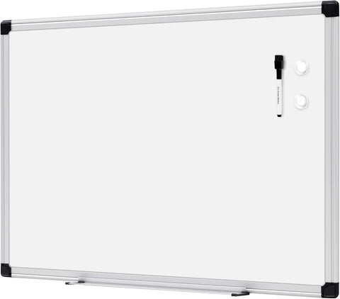 Amazon Basics Magnetic Dry Erase Whiteboard, 24" x 18", Aluminum Frame, Silver/White, Presentation Board for Writing Notes