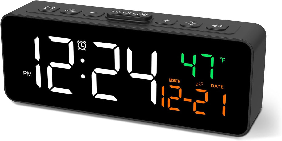 Netzu 3-in-1 Digital Clocks for Living Room, Small & Compact Alarm Clock