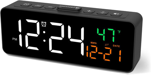 Netzu 3-in-1 Digital Clocks for Living Room, Small & Compact Alarm Clock