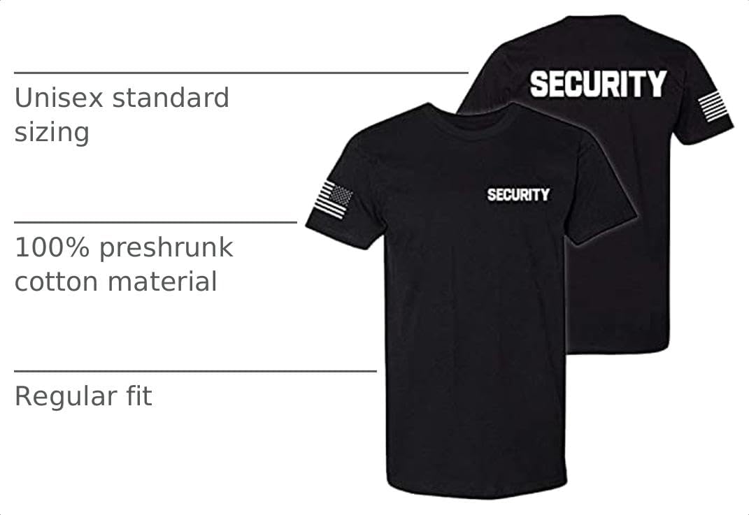 Promotion & Beyond Security | Event Safety Guard Staff One/Two-Sided American USA Flag On Arm Big Sizes Polo Unisex T-Shirt