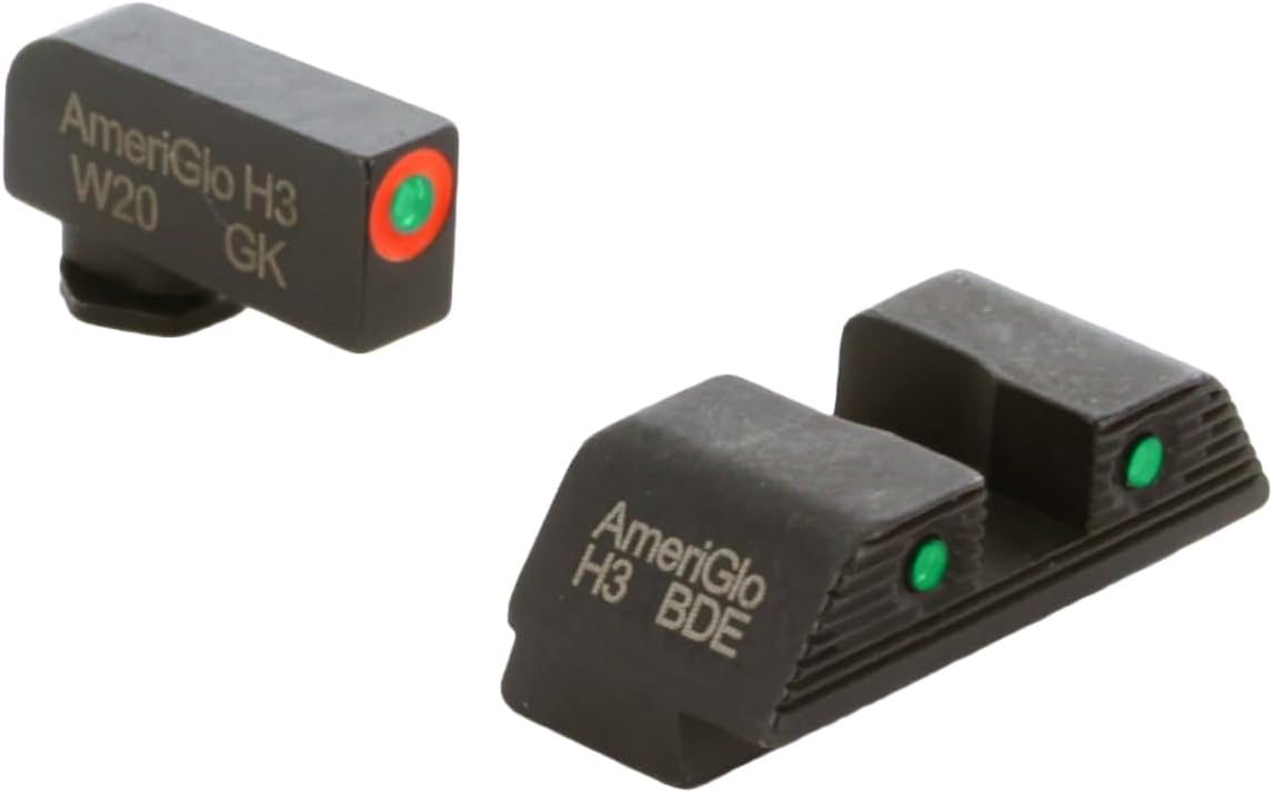 AMERIGLO Trooper Series - Three-Dot Green Tritium Design Set Front Outline Orange Gen 5 9mm/.40
