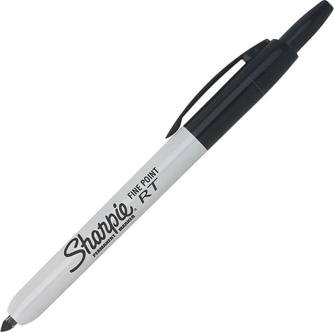 Sharpie Retractable Permanent Markers, Fine Tip, Black, 12 Count - Desk, Classroom, Office Supplies