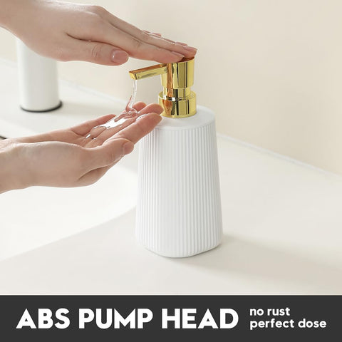YAUKPH Small Soap Dispenser for Bathroom and Kitchen Matte White and Gold