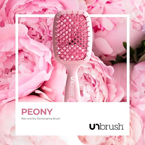 FHI Heat UNbrush Detangling Brush for Pain-Free Brushing on All Wet or Dry Hair Types — Durable DuoFlex Anti-Static Bristles, Lightweight Handle, Vented Hair Brush, Peony Light Pink