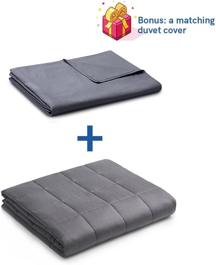 YnM Weighted Blanket,Heavy 100 Percent Oeko-Tex Certified Cotton Material(Dark Grey, 80''x87'' 30lbs), Two Persons(140~240lb) Sharing Use on Queen/King Bed | A Duvet Included