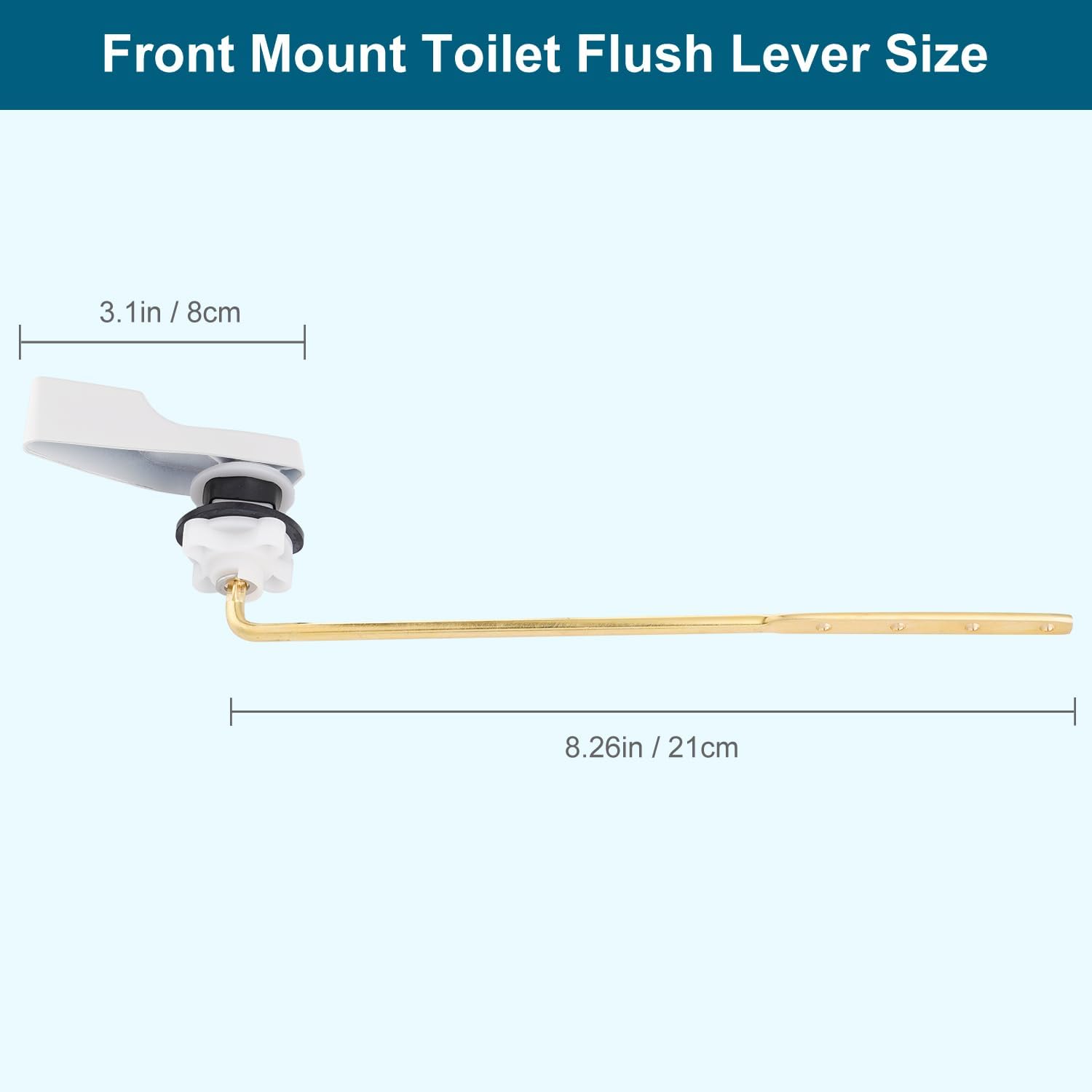 Hygie Rinse 2PACK Universal Metal Toilet Handle Replacement Kit Compatible with American Standard/Mansfield/Gerber Toilet, Front Mount Toilet Tank Flusher Lever with Flapper Chain, White