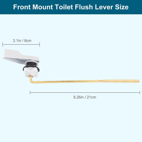 Hygie Rinse 2PACK Universal Metal Toilet Handle Replacement Kit Compatible with American Standard/Mansfield/Gerber Toilet, Front Mount Toilet Tank Flusher Lever with Flapper Chain, White