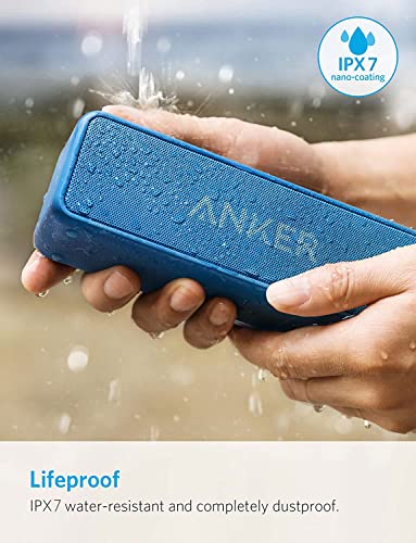 Anker AK-A3105034 Blue Portable Bluetooth Speaker, 12W, 24H Battery Life, Unbelievable Sound, Bass Up Technology, Weatherproof, 2470mAh Battery, 3.5mm AUX-IN, 80db Sensitivity