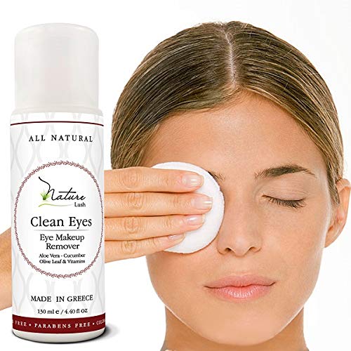 Nature Lush The Best Natural Eye & Face Makeup Remover - Oil Free - Rich Vitamins - Non Irritating – No Hazardous Chemicals - “Clean Eyes Made In Greece 4.4 oz