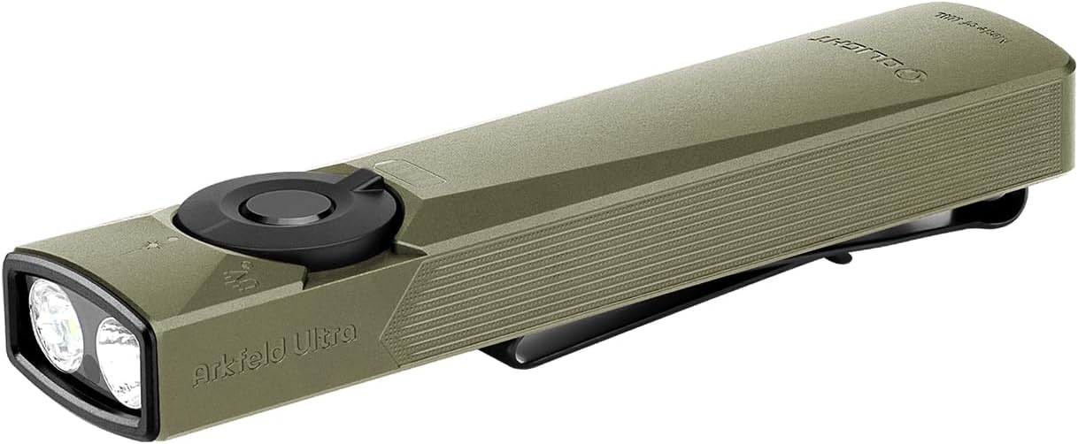 OLIGHT Arkfeld Ultra EDC Flat Flashlight Rechargeable, OAL, Olive-Green CW