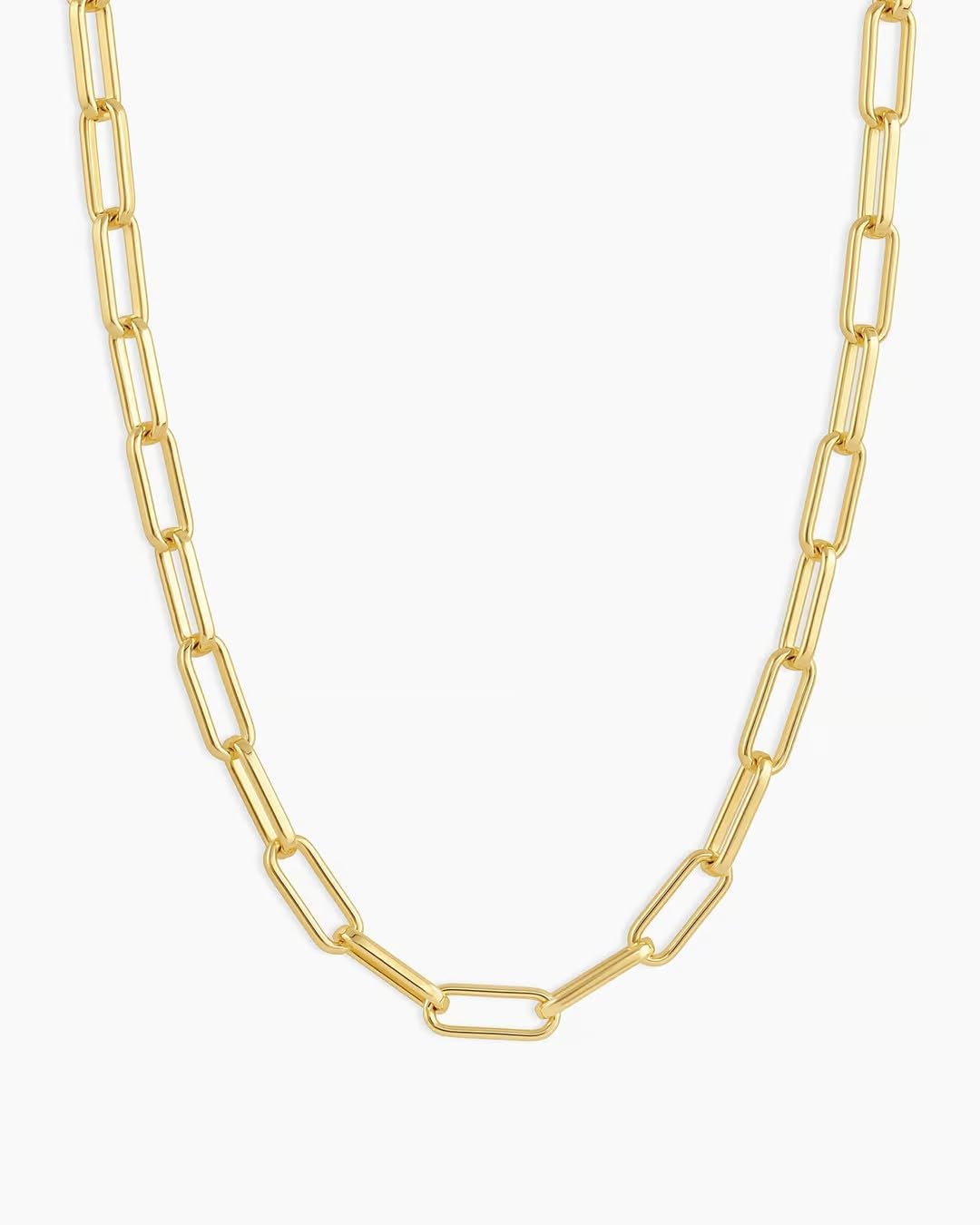 gorjana - Parker Necklace 18" - 18k Silver or Gold Plated - Adjustable Paperclip Link Chain - Chunky Clasp - Ideal Gift Packaging