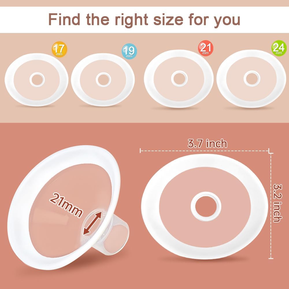 PumpMom-us 21mm Flanges Compatible with Spectra S2 S1 9 Plus Breast Pumps Accessories, Replacement Breast Shield for Spectra Pump Parts and 21 mm Flange