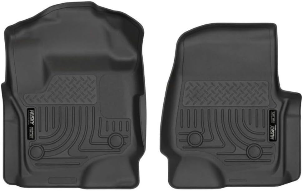 Husky Liners Weatherbeater Floor Mats | Fits 2017-2026 Ford F-250/F-350/F-450 SuperCrew (Crew Cab) & SuperCab (EXT Cab) w/Factory Vinyl Flooring | Front Row, 2-pc Black - 13321
