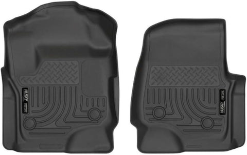 Husky Liners Weatherbeater Floor Mats | Fits 2017-2026 Ford F-250/F-350/F-450 SuperCrew (Crew Cab) & SuperCab (EXT Cab) w/Factory Vinyl Flooring | Front Row, 2-pc Black - 13321