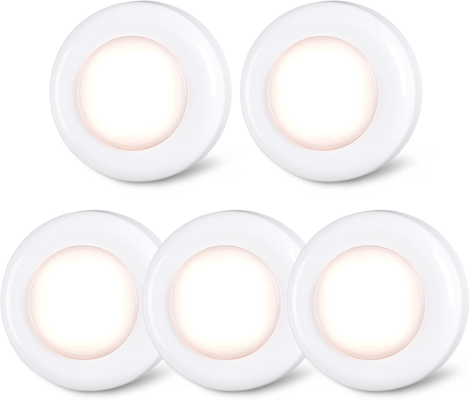 STAR-SPANGLED 2.8” LED Puck Lights Under Cabinet AAA Battery, 5 Pack Warm