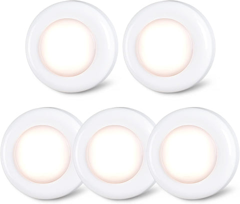 STAR-SPANGLED 2.8” LED Puck Lights Under Cabinet AAA Battery, 5 Pack Warm