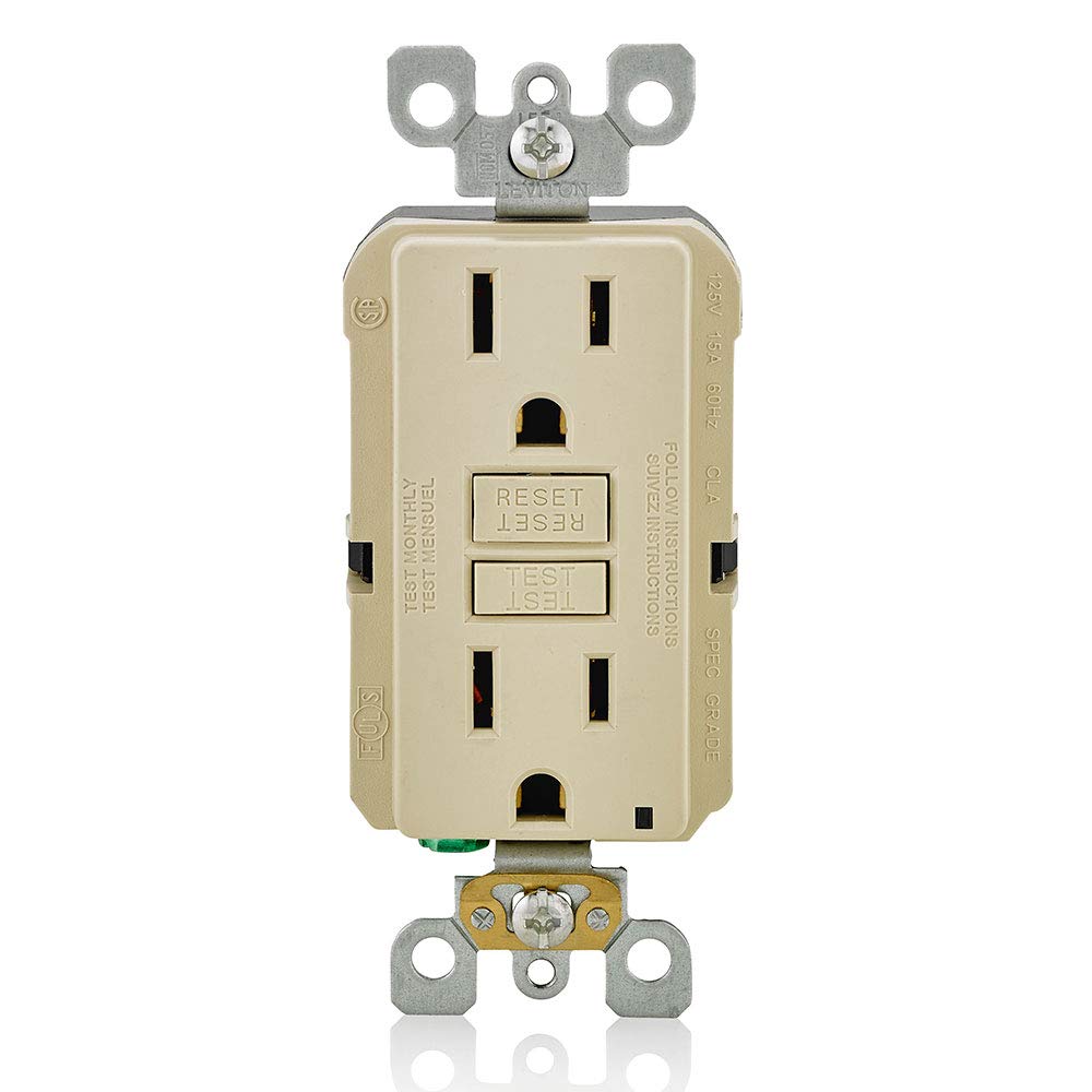 Leviton Slim GFCI Outlet, Non Tamper-Resistant, 15 Amp, GFNT1-W, White