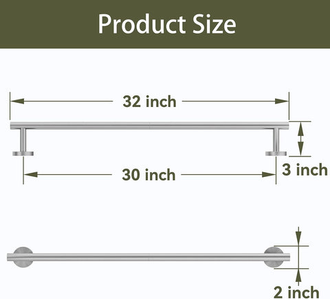 Brushed Nickel Towel Bar, 30 Inch Bathroom Towel Rack