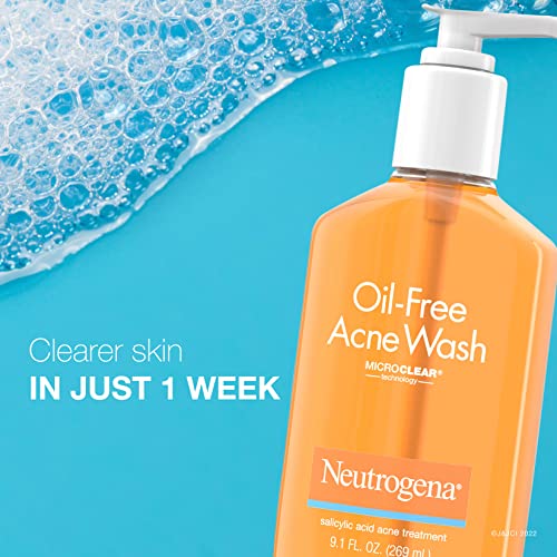 Neutrogena Oil-Free Acne Fighting Face Wash, Daily Cleanser with Salicylic Acid Acne Treatment, 9.1 Fl Oz (Pack of 3)