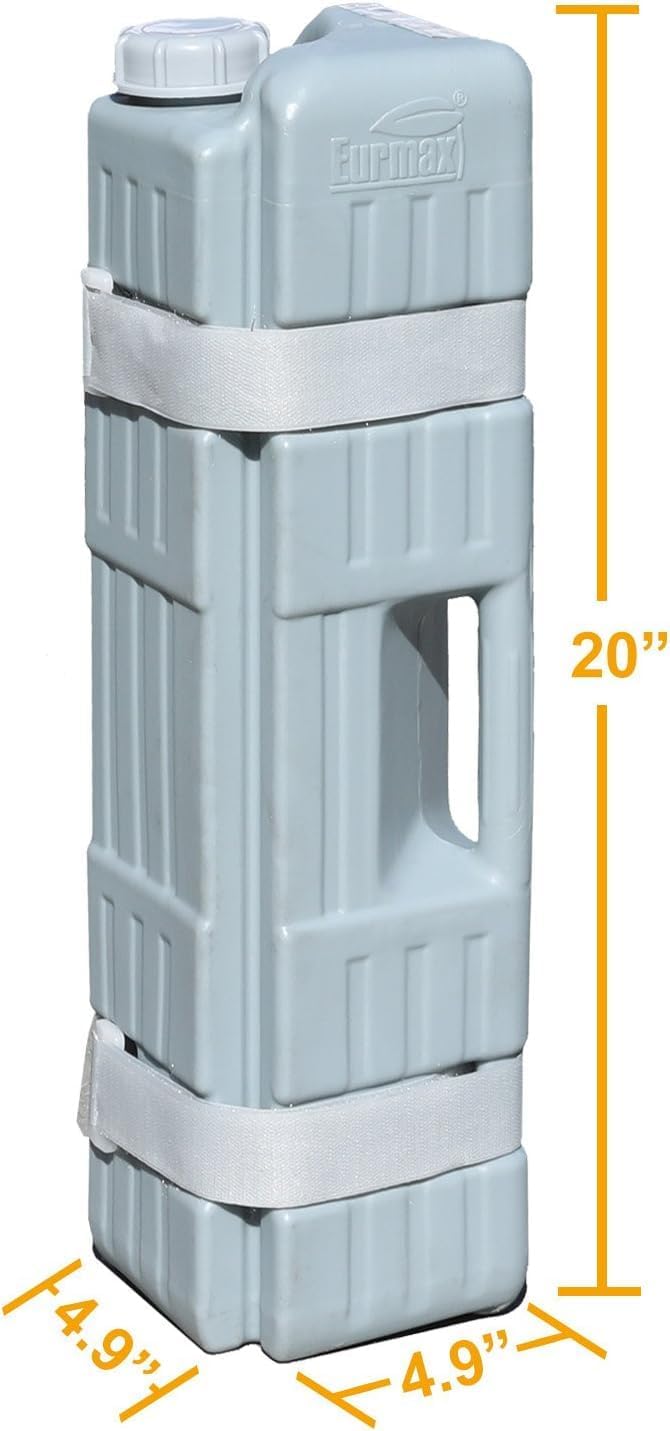 Eurmax USA Up to 120 lbs 4-Pack Universal Commercial Canopy Weights, Leg Weight Bottles for Pop Up Canopy Tents & Gazebos, Easy Wrap-Around Hook & Loop Installation, Fillable with Water, Sand & Gravel