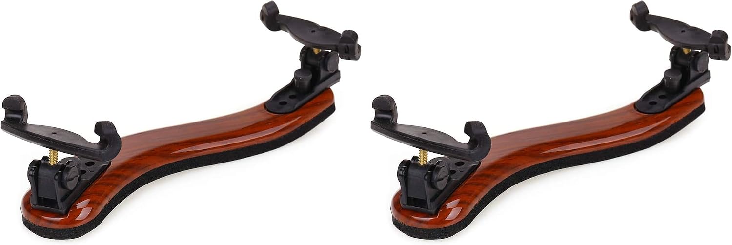 NANYI Violin Shoulder Rest for 4/4 and 3/4 with Collapsible and Height Adjustable Feet, Imitation wood grain. (Pack of 2)