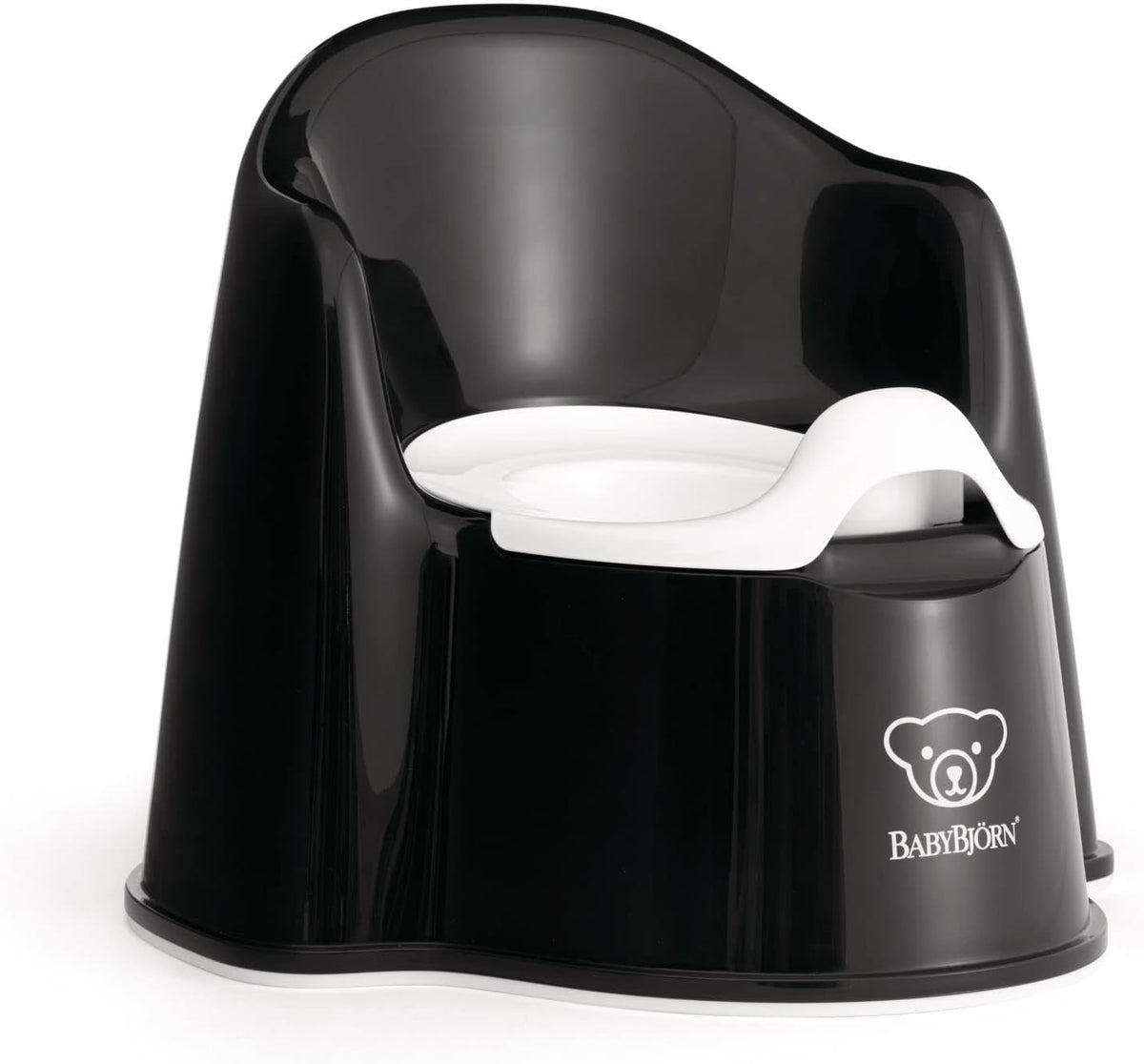 BabyBjörn Potty Chair, Black/White Potty Training Toilet, Easy-to-Clean, Removable Inner Potty, Non-Slip