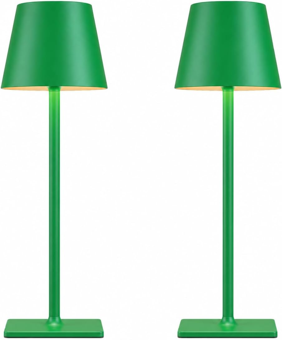 Yogaret Green Cordless Table Lamps, 6000mAh Rechargeable Battery, 2 Pack